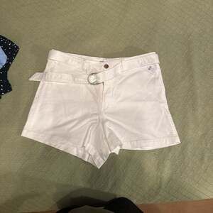 GAP White Linen Blend Belted High-Rise Shorts